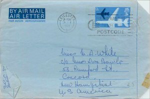 Entier Postal Stationery 9d Aerogram for Concord NH Leicester 1968