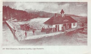 Plattsburgh New York Hotel Champlain Steamboat Landing Vintage Postcard AA109986