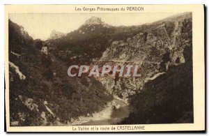 Old Postcard picturesque Gorges du Verdon La Vallee and road Castellane