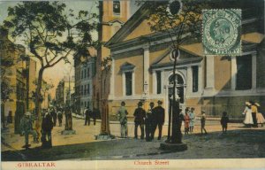 92280 - GIBRALTAR - VINTAGE   POSTCARD -  CHURCH STREET  1909