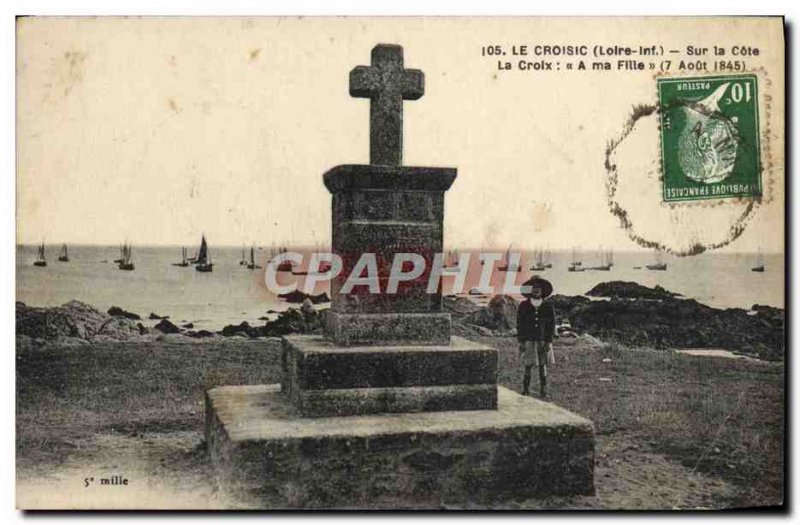 Old Postcard On The Croisic Cote Cross A daughter Child