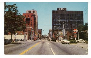 NC - Raleigh. Fayetteville Street, Gulf Gas Station & Esso Gas Station ca 1964  