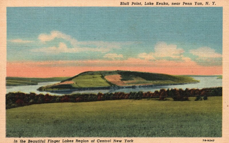 Vintage Postcard Bluff Point Lake Keuka Near Penn Yann Finger Lakes Region NY