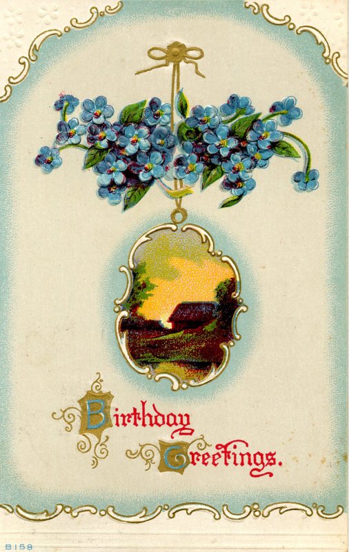 Greeting - Birthday. Embossed, Gold Foil