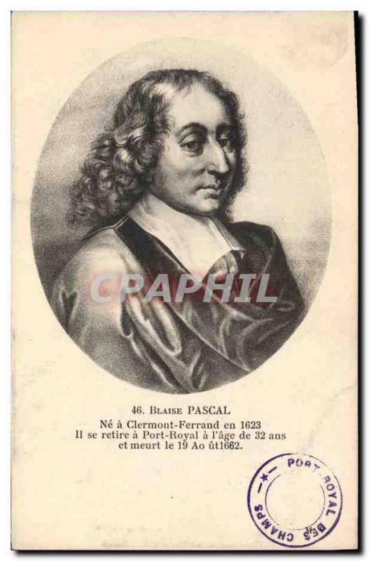 Old Postcard Blaise Pascal in Clermont Ferrand