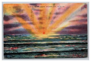 Vintage 1940s Postcard Sunrise on the Ocean, Atlantic City, New Jersey