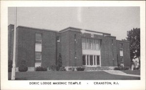 CRANSTON RI Doric Lodge Masonic Temple Old Postcard