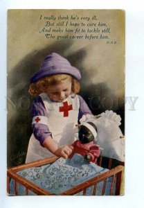 3139769 WWI Red CROSS girl w/ DOLL Vintage Tuck & Sons