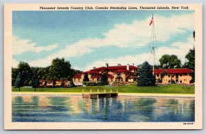 Thousand Islands New York~View Of Country Club From Water~Vintage Linen Postcard