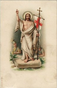 CPA AK Jesus with Soldiers and a Flag ANGELS (777499)