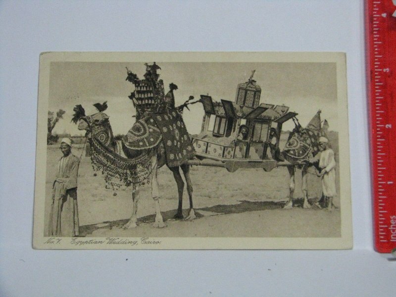 Postcard Egypt 1931 Cooks Travel Postmark Camel Wedding Procession Cairo