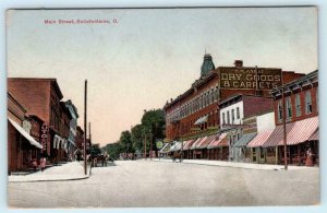 BELLEFONTAINE, Ohio OH ~ MAIN STREET Scene c1910s Annat Dry Goods Postcard 