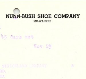 1940 NUNN-BUSH SHOE COMPANY MILWAUKEE WI R.F. STRICKLAND BILLHEAD INVOICE Z978