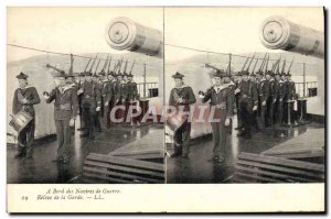 Postcard Old Boat Aboard Releve warships guard