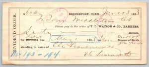 1883 Bridgeport  Connecticut  Dividend  Receipt 8 x 3