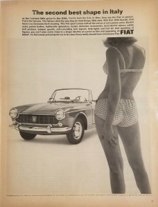 1965 Fiat Auto Life Magazine Original Print Ad with Bikini Model EXL100139