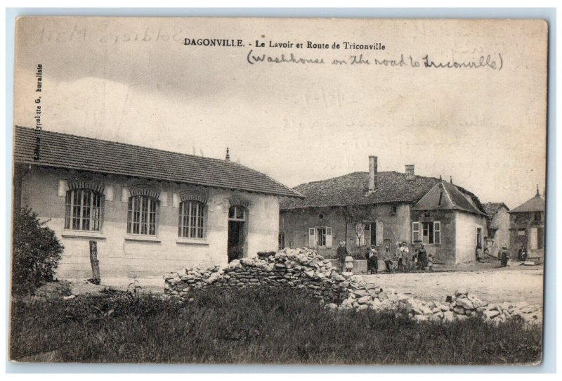 1919 The Lavoir and Route De Triconville Dagonville Grand Est France Postcard