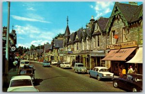 Vtg Pitlochry Scotland Atholl Road Old Cars 1960s Street View Postcard