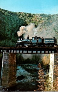 Trains Cass Scenic Railroad Locomotive No 4 High Atop Shavers Fork River Brid...