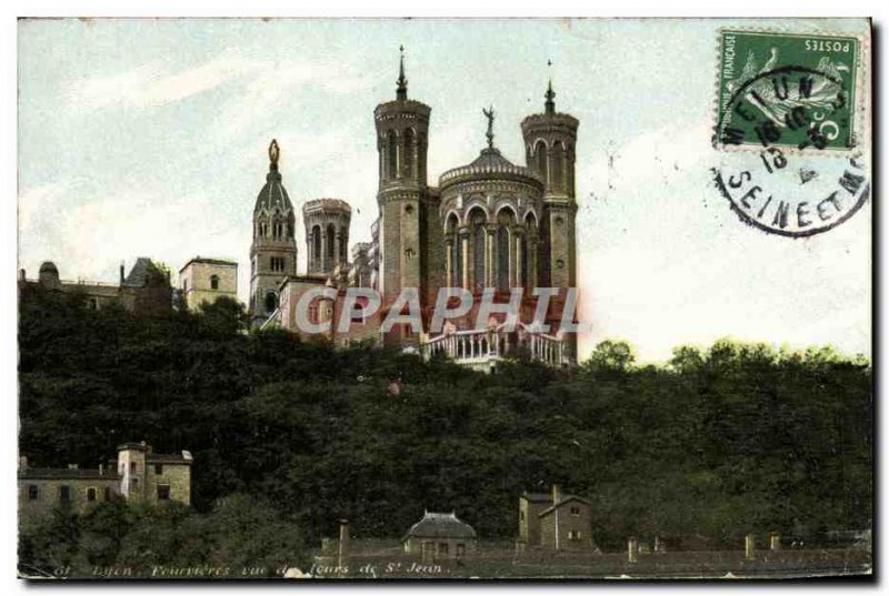 Old Postcard Lyon Fourvières view of the towers of St. John