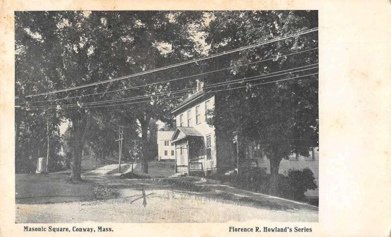 Conway Massachusetts Masonic Square Street Scene Vintage Postcard JE228320