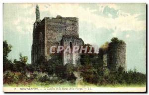 Old Postcard Montbazon Le Donjon and the Statue of Virgin