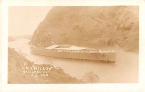 Gaillard Cut Canal Zone Panama HMS Nelson Ship Real Photo Postcard AA37966