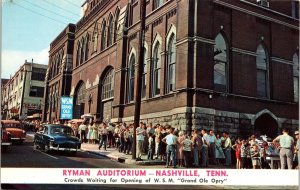 Ryman Auditorium Nashville TN Tennessee Grand Ole Opry Old Car VTG Postcard UNP 