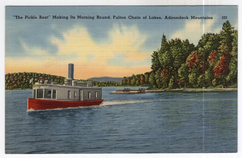 The Pickle Boat Making its Morning Round, Fulton Chain of Lakes