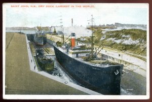 dc1782 - ST. JOHN NB Postcard 1935 Steamer WELLAND COUNTY  in Dry Dock