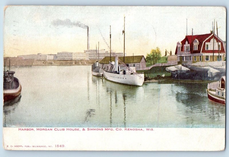 1906 Harbor Morgan Club House & Simmons Mfg. Co. Kenosha Wisconsin WI Postcard