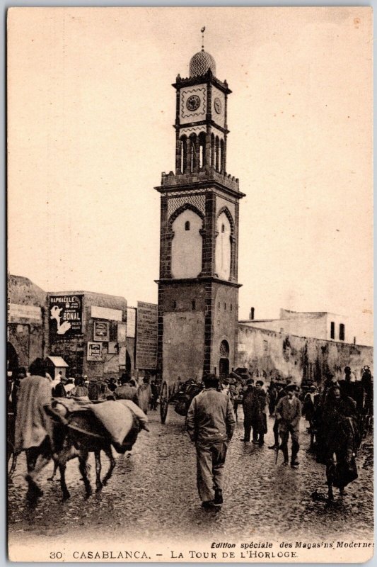 Casablanca - La Tour De L'Horloge Morocco Clock Tower French Structure Postcard