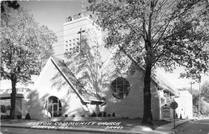 Morton Illinois~Morton Community Church~Cross on Tower~Sign @ Corner~c1950s RPPC