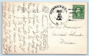 RPPC  HONNEDAGA, New York NY ~ A.L.C. Trail at FOREST LODGE 1913  Postcard