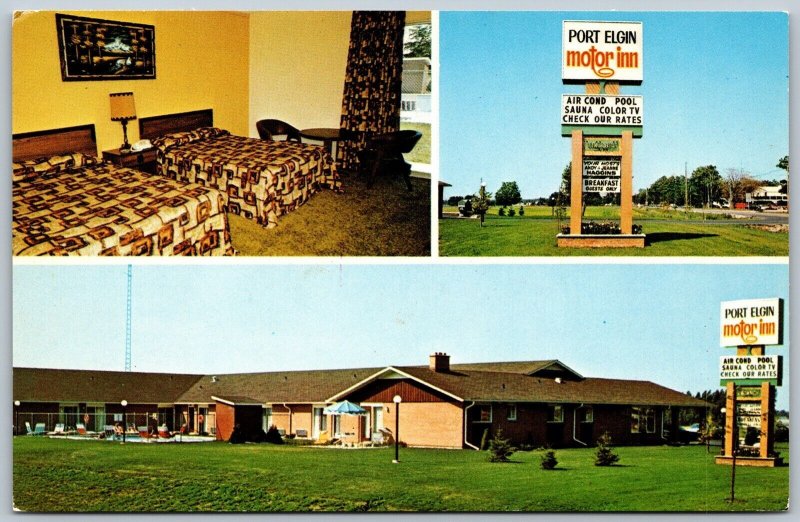 Postcard Port Elgin Ontario c1970s Motor Inn Multi View Highway 21 Hosts Kuperus