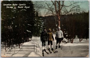 1912 Canadian Winter Sports Ski-Ing Mt. Royal Montreal Canada Posted Postcard