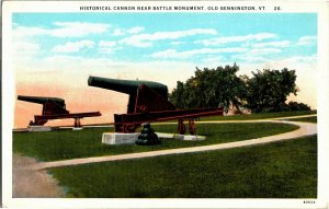 Historical Cannon Near Battle Monument Old Bennington VT Vintage Postcard B07