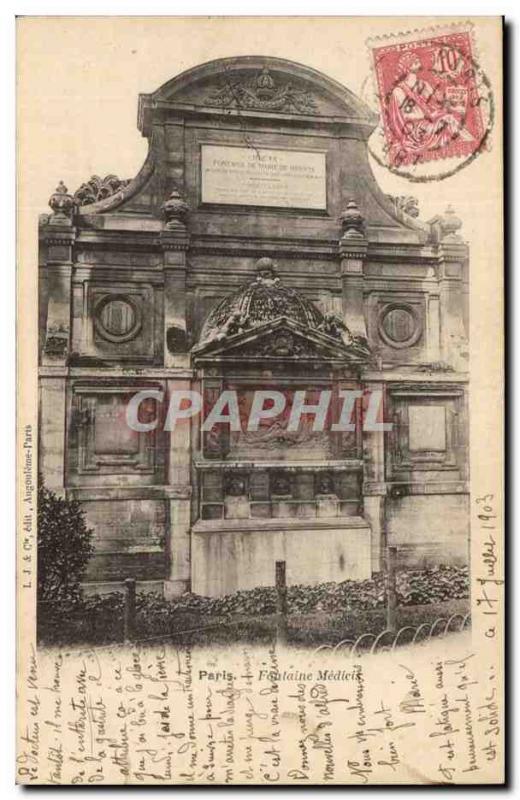 Paris Old Postcard The Medici Fountain Luxembourg Gardens