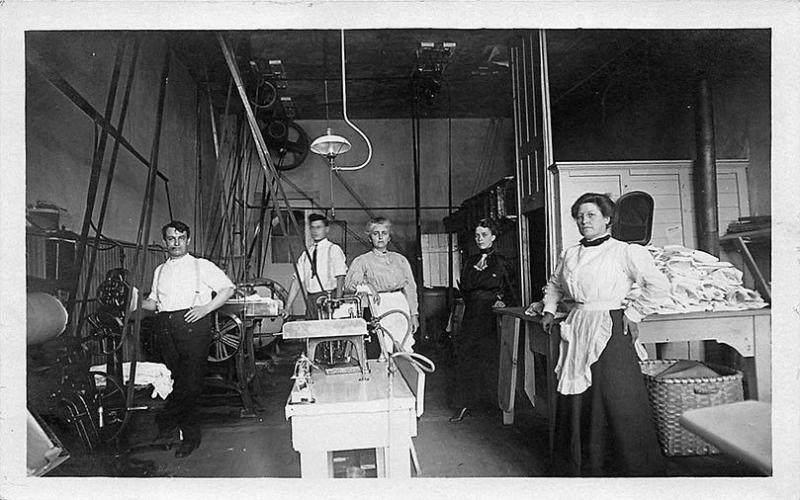 Rare View of Clothes Cleaners Laundry Equipment Workers RPPC Postcard