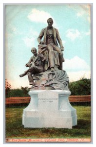 Postcard PA The Foster Monument Highland Park Pittsburg Pennsylvania