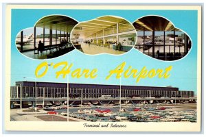 c1960 O'Hare Airport Terminal Interiors Grace Chicago Illinois Vintage Postcard