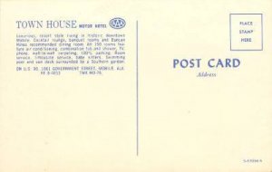 MOBILE AL Town House Motor Hotel Roadside Motel Alabama Postcard ca 1950s