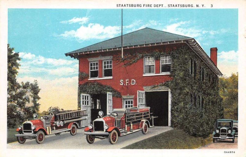 Staatsburg New York Fire Department and Fire Trucks Vintage Postcard AA63907