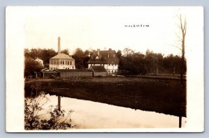 K5/ Johnson Creek Wisconsin RPPC Postcard c1910 Waldheim Buildings 126