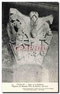 Old Postcard Vezelay Madeleine Church Capital of the second pillar of the Nar...