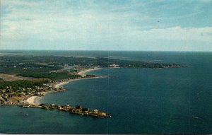 Maine Kennebunkport Aerial View The Three Cerscents Public Beaches 1967