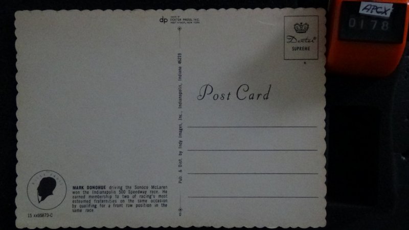 Continental Mark Donohue Driving the Sonoco McLaren Wins 1972 Indianapolis 50...