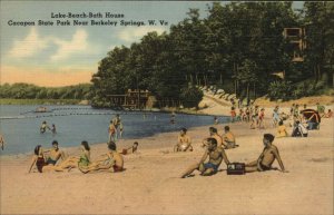 Berkeley Springs West Virginia WV Cacapon State Park Beach Linen Postcard
