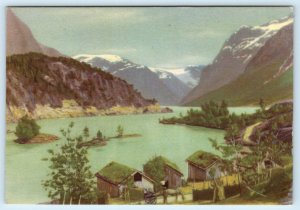 LOENVANN, NORWAY ~ Artist View NORDFJORD Village  4x6 Postcard