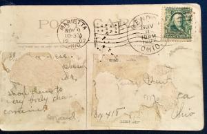 Postcard Used 2 boys eating eggs Marietta OH LB